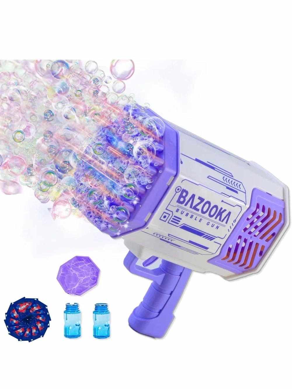 Set Of 2 - 69 Holes Bubble Gun Automatic Bazooka Kids Summer Toy Bubbles Machine